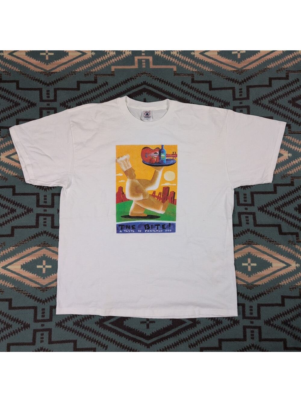 Vintage 1999 The Bite A Taste of Portland T Shirt XL Delta Graham Knuttel Art